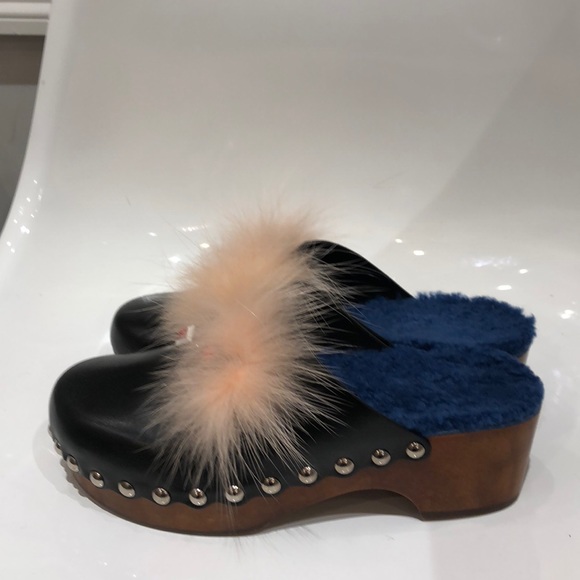 SOLD!!Fendi Fox fur shearling lined monster clogs - Picture 6 of 8